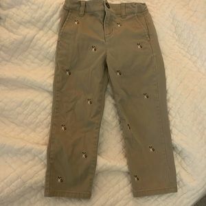 Boys Janie and Jack Khaki with mini bulldogs pants size 3 toddler